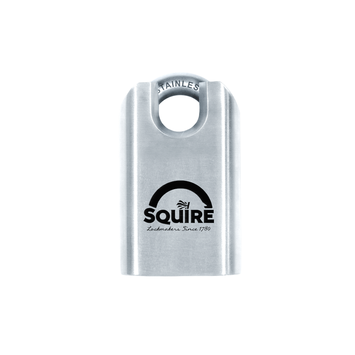 Squire ST65CS 65mm closed shackle stainless steel marine padlock, detail view