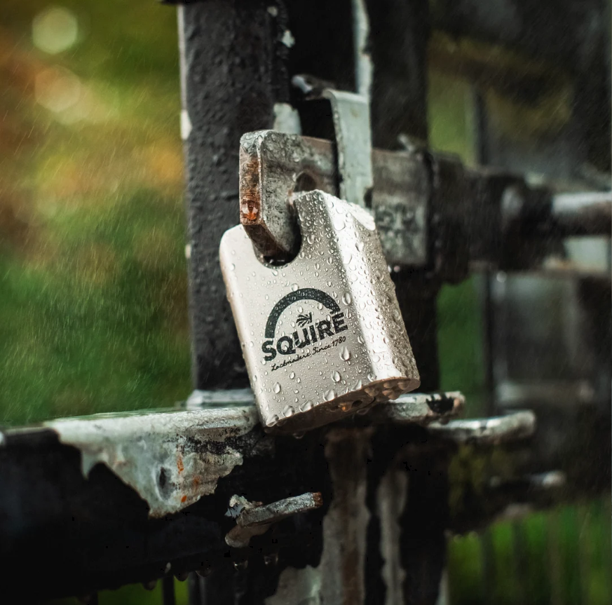 Squire ST65CS 65mm closed shackle stainless steel marine padlock, close-up