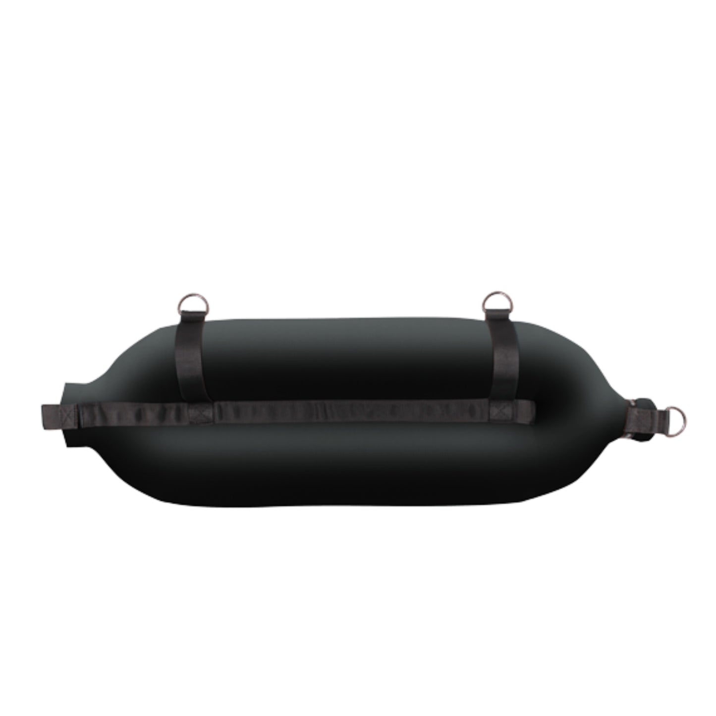 Fendertex horizontal textile fender in black product shot for superyacht hull protection.