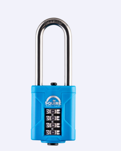 Squire CP50S/2.5 50mm long shackle rustproof combination padlock, detail view