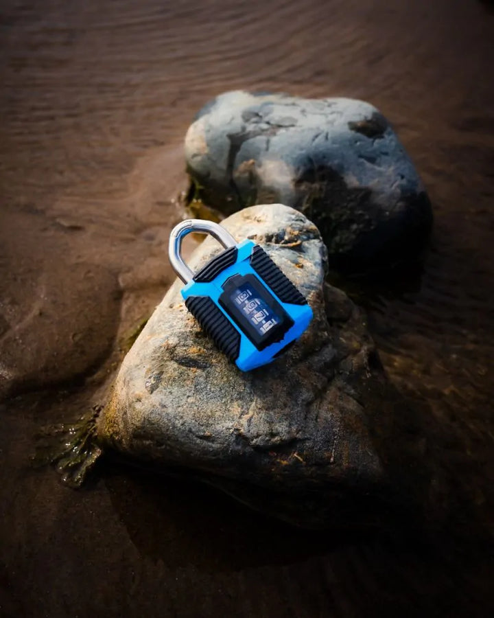Squire CP50/ATLS All Terrain 50mm combination padlock with TPE cover and stainless steel shackle, close-up