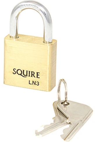 Squire LN3S 30mm premium brass marine padlock with stainless steel shackle, detail view