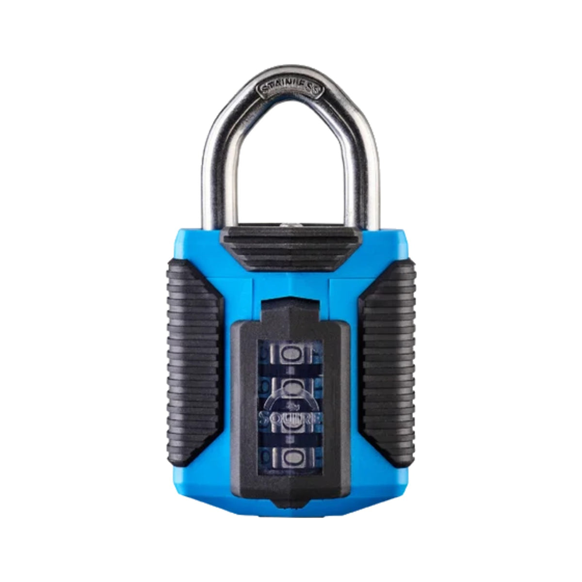 Squire CP50/ATLS All Terrain 50mm combination padlock with TPE cover and stainless steel shackle, on a white background