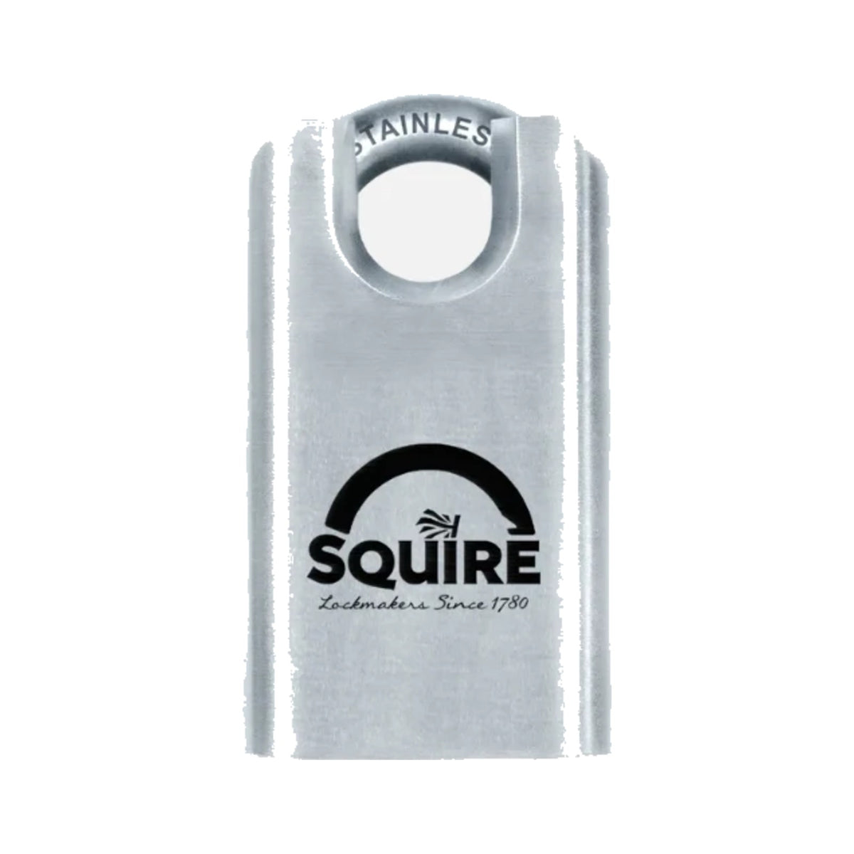 Squire ST50CS 50mm closed shackle stainless steel marine padlock, on a white background
