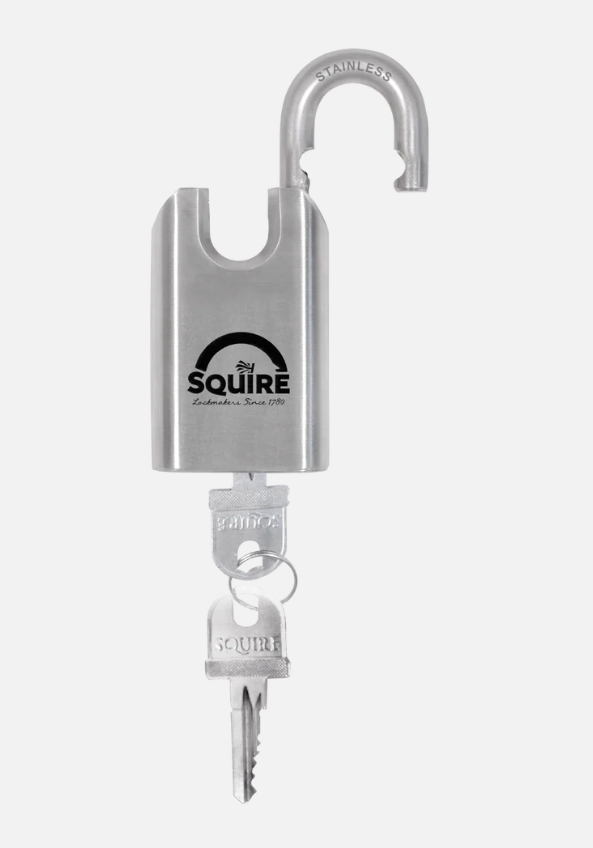 Squire ST50CS 50mm closed shackle stainless steel marine padlock, packaging